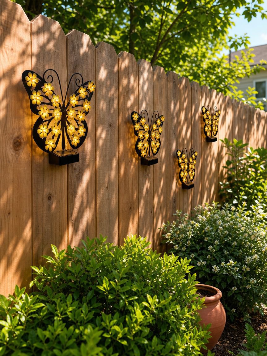 Decorative butterfly garden wall light with bright LED illumination