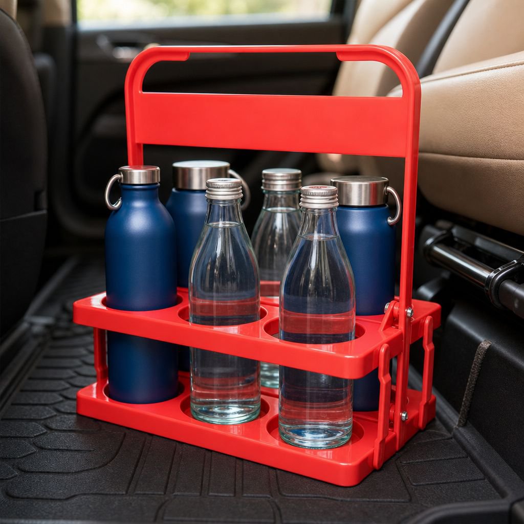 Durable plastic bottle rack for outdoor use
