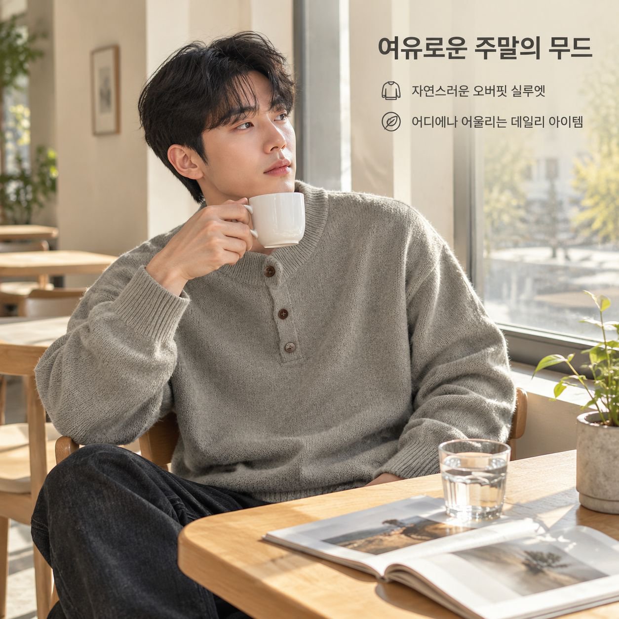 남성용 루즈핏 니트 스웨터