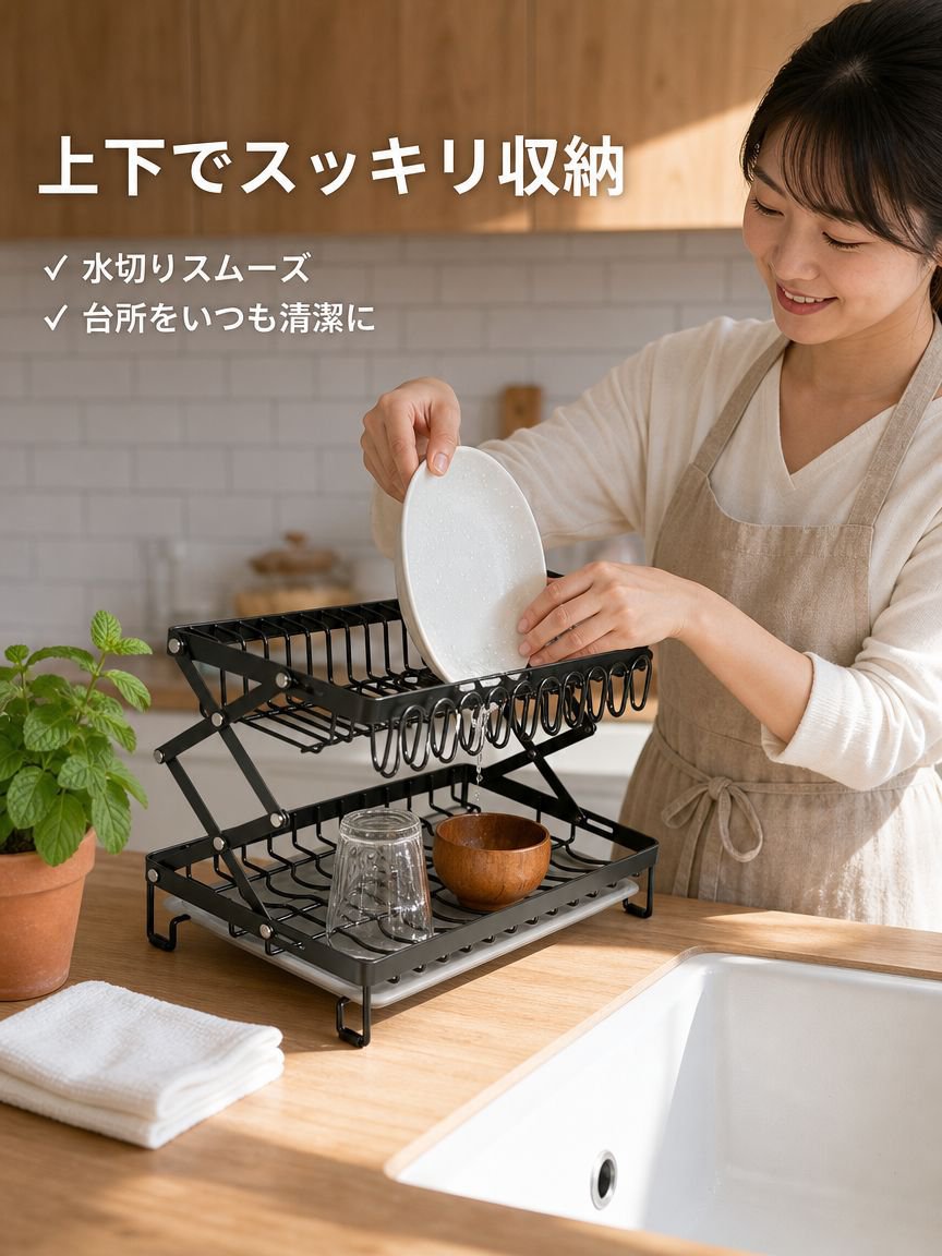 ステンレス製カウンター食器ラック