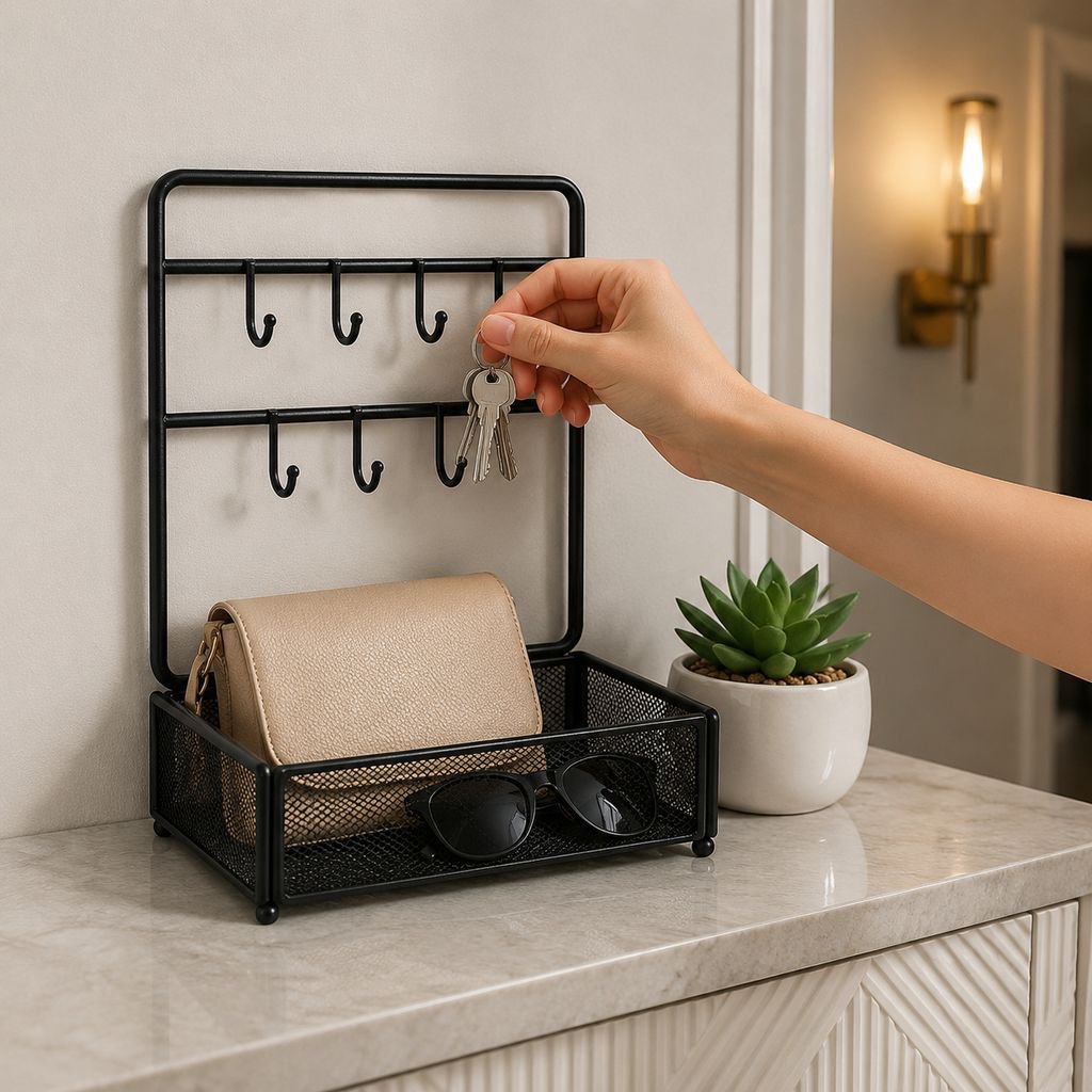 Detalle de bandeja multifuncional para recibidor