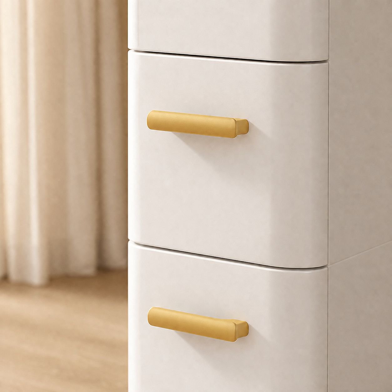 Multi-layer narrow gap drawer organizer cabinet in a modern kitchen