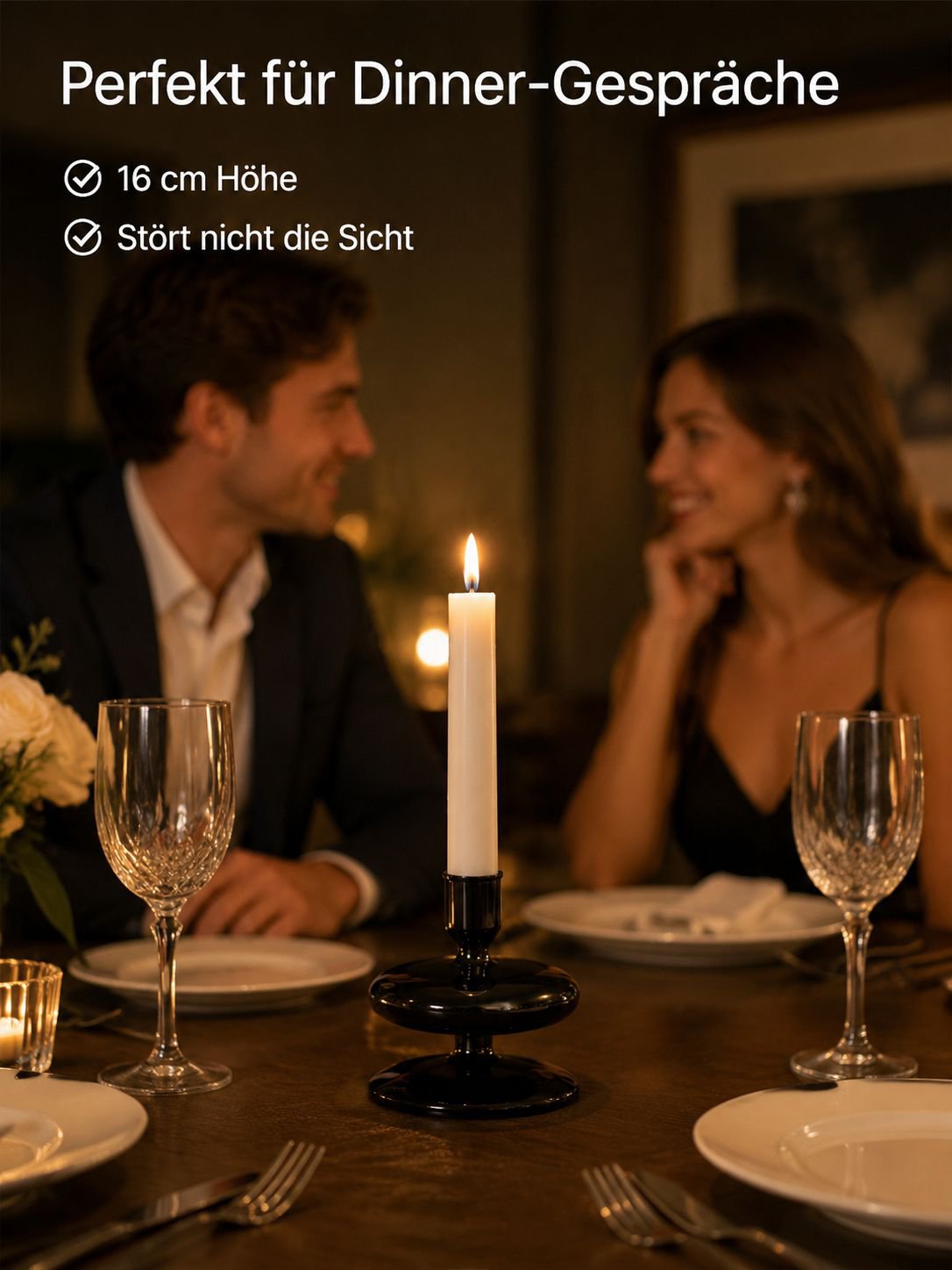 Moderner Kerzenhalter aus schwarzem Glas, geeignet für Wohnkultur