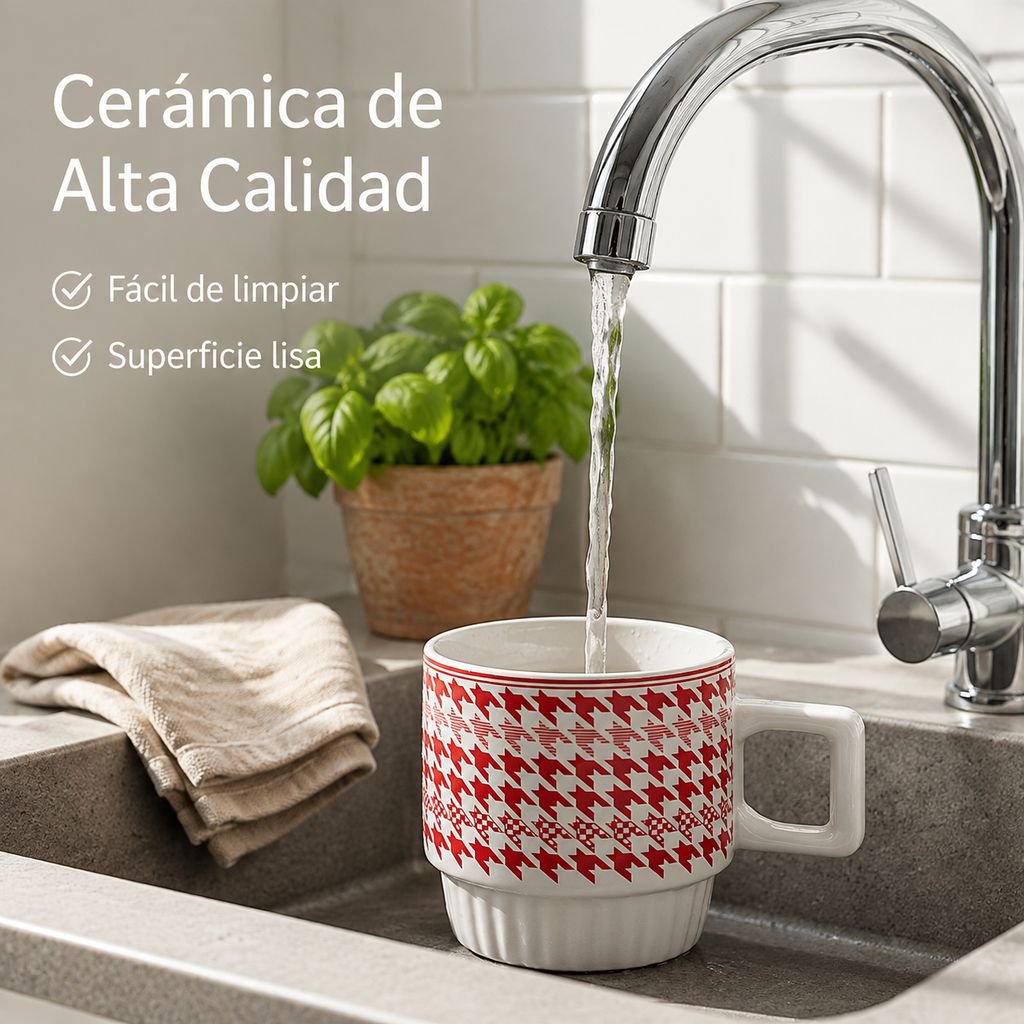 Taza con estampado de pata de gallo