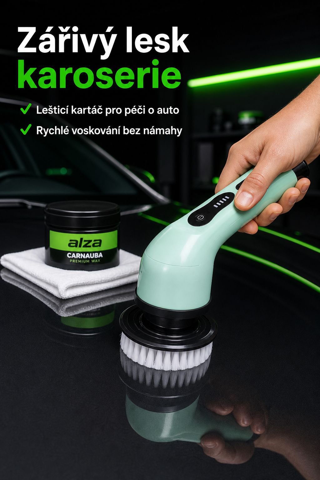 Přenosný a bezdrátový rotační čistič na dlaždice