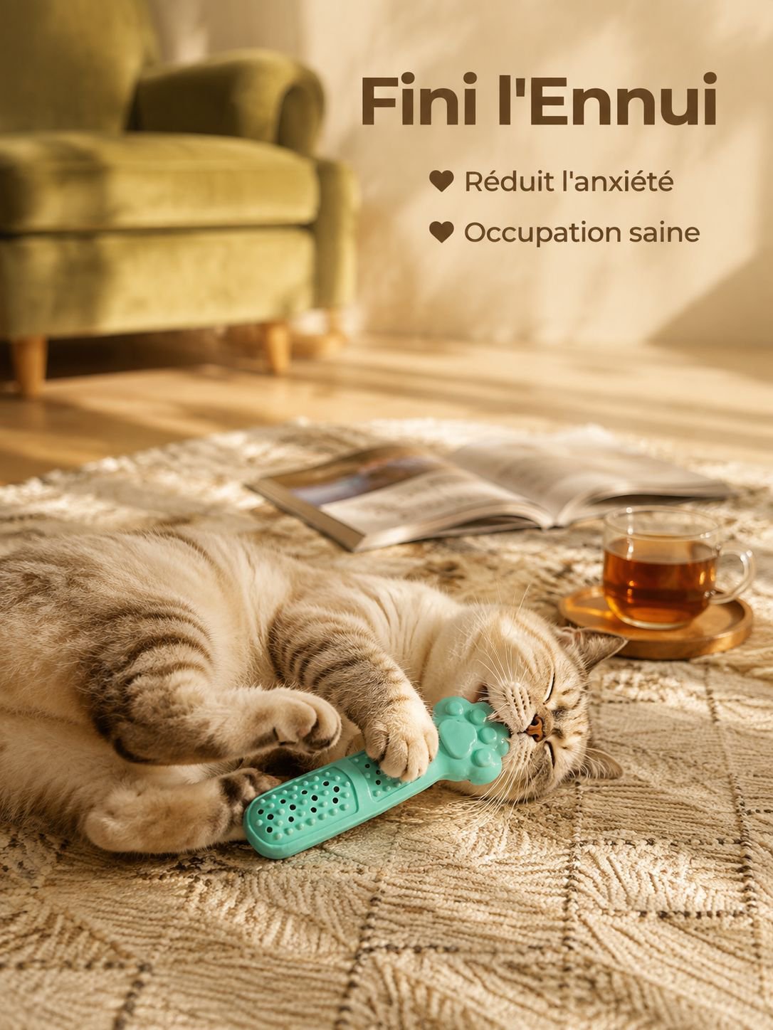 Jouet nettoyant pour dents avec herbe à chat