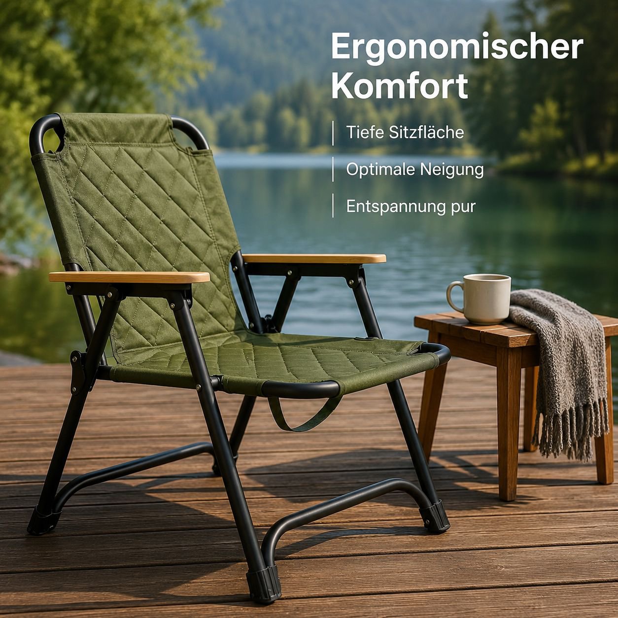 Outdoor-faltbarer, tragbarer Campingstuhl mit verdickter und verstärkter Konstruktion