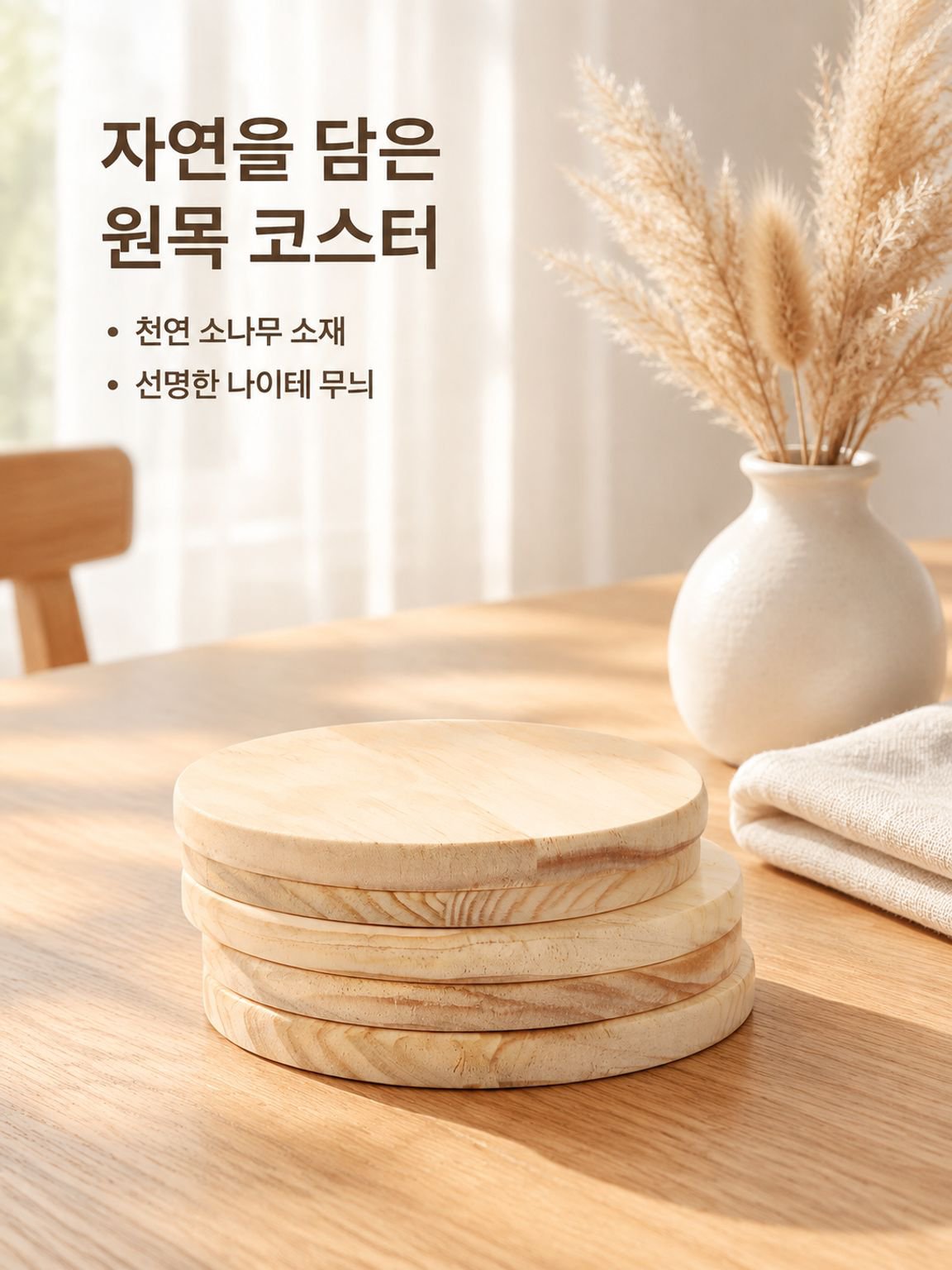 목재 쿵푸 다기 뜨거움 방지 컵 매트 10cm 원형 단열 매트