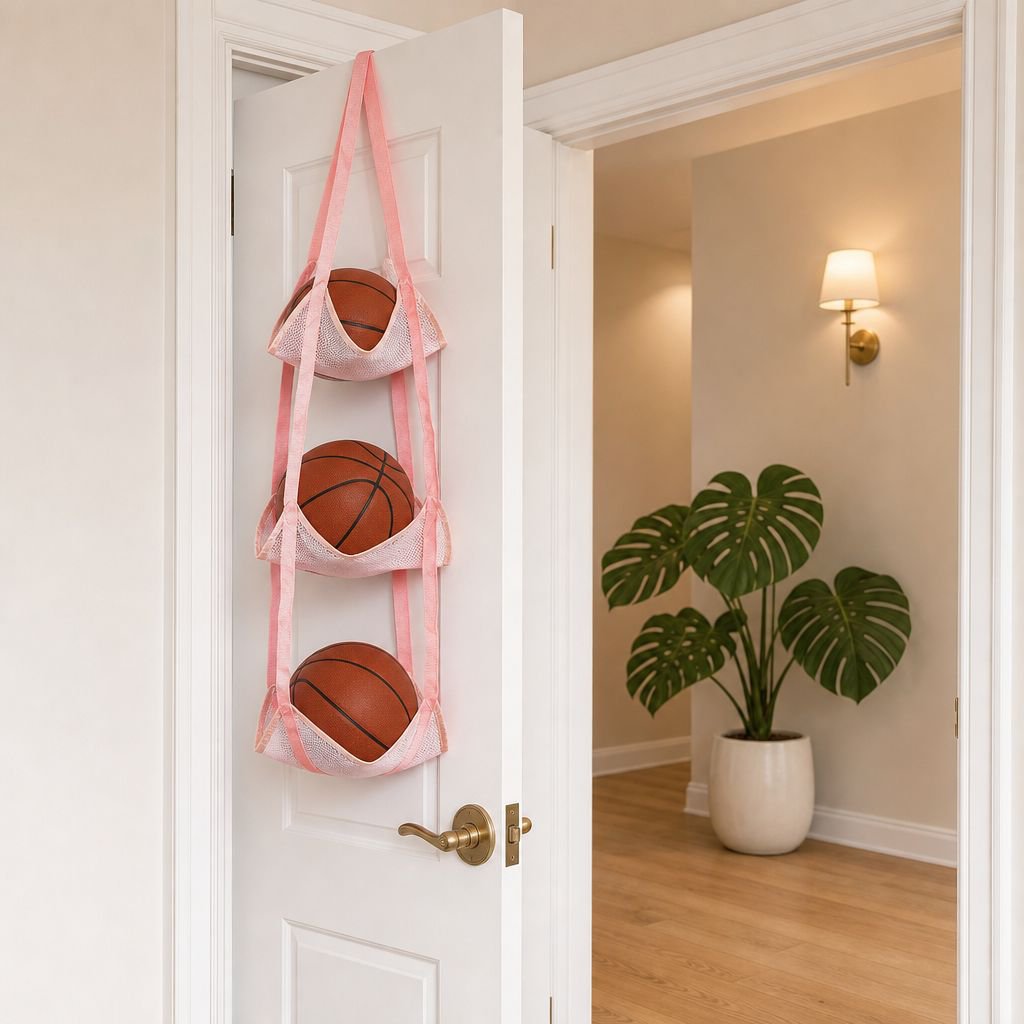 Multi-functional ball storage hanging bag for basketballs