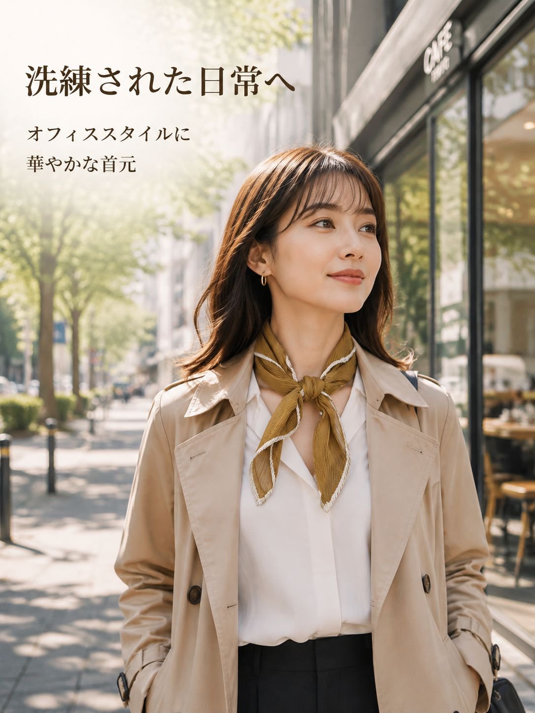 女性用ソフトスクエアシルクスカーフ
