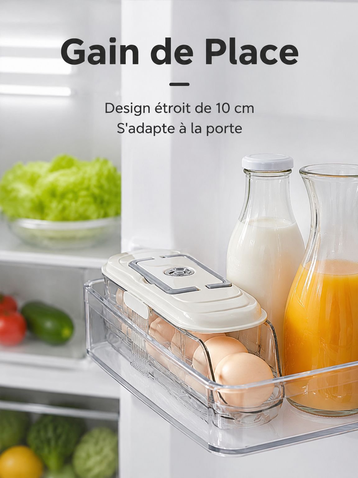 Boîte de rangement pour œufs à roulettes