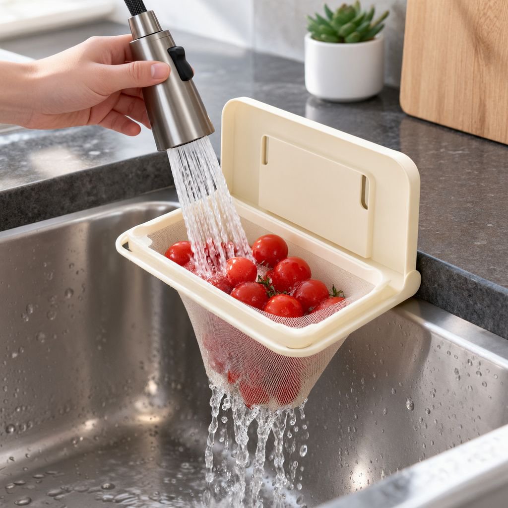 Soporte de malla para fregadero plegable