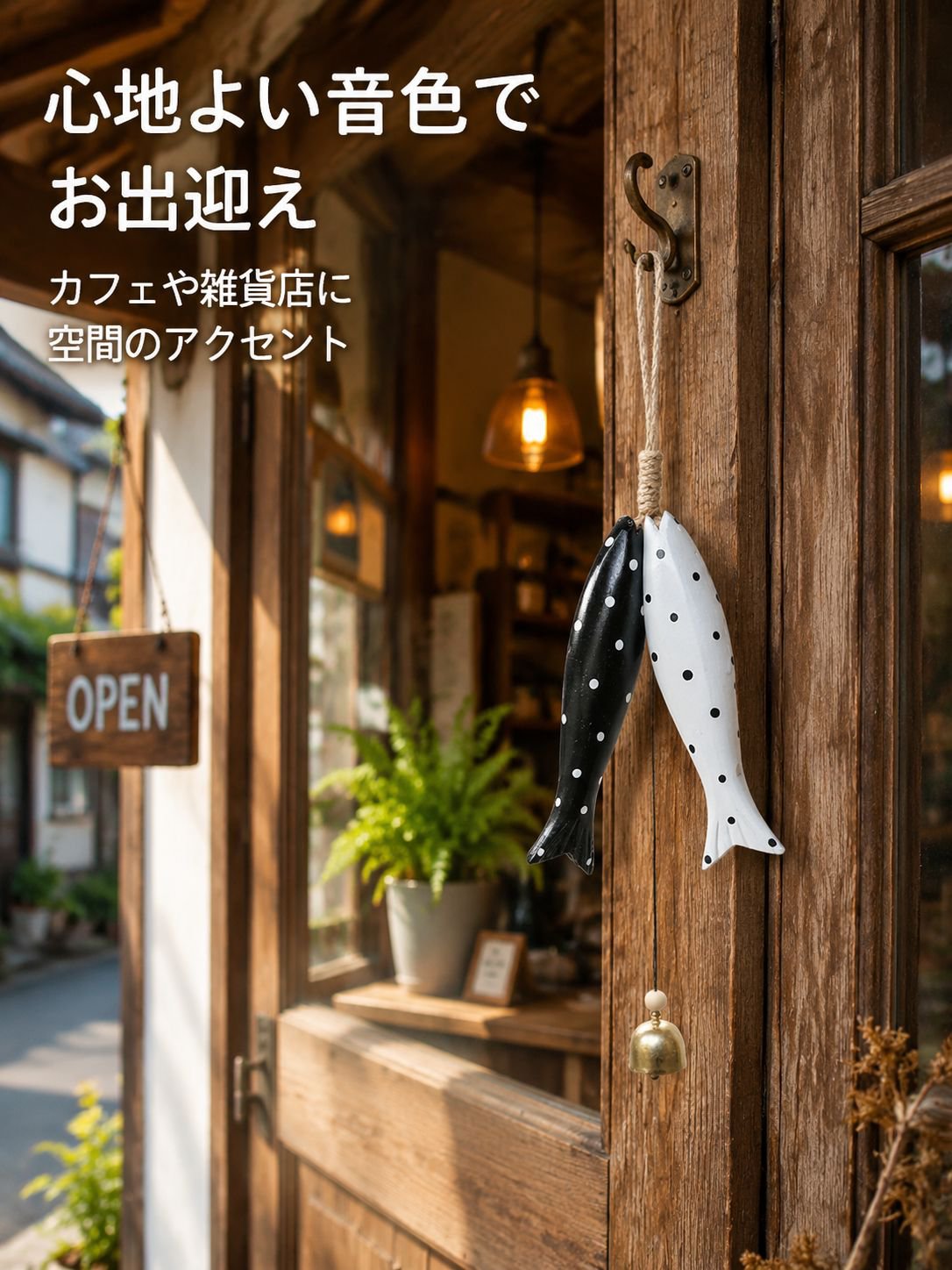 魚型ウッドチャイム 飾り用吊り下げ