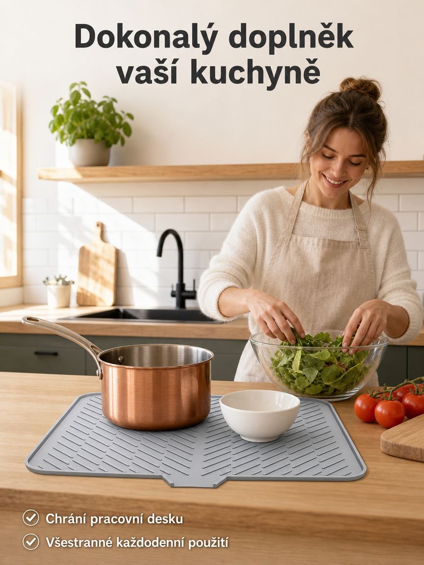 Silikonová protiskluzová podložka na nádobí do kuchyně, odolná vůči vysokým teplotám