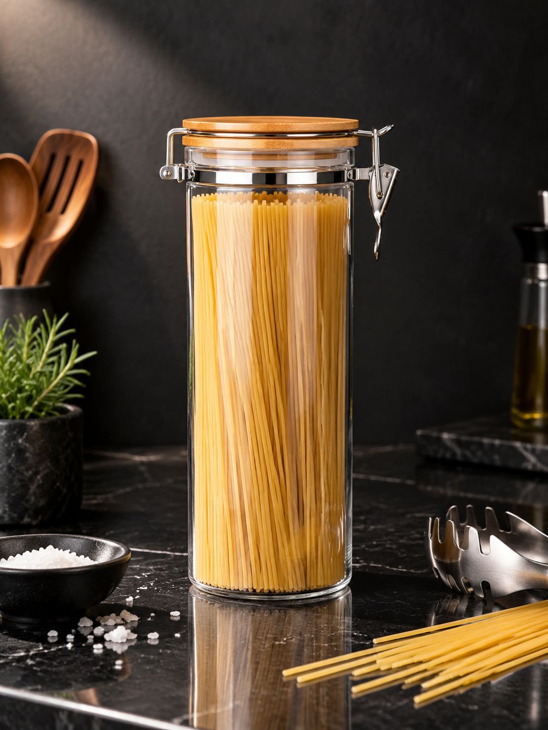 Five-grain storage container with clear glass design