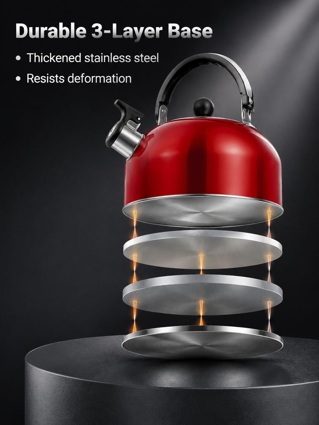 Flat-bottomed stainless steel kettle