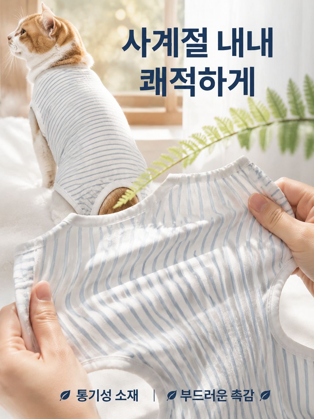 고양이 관리복 얇은 핥기 방지 통기 옷