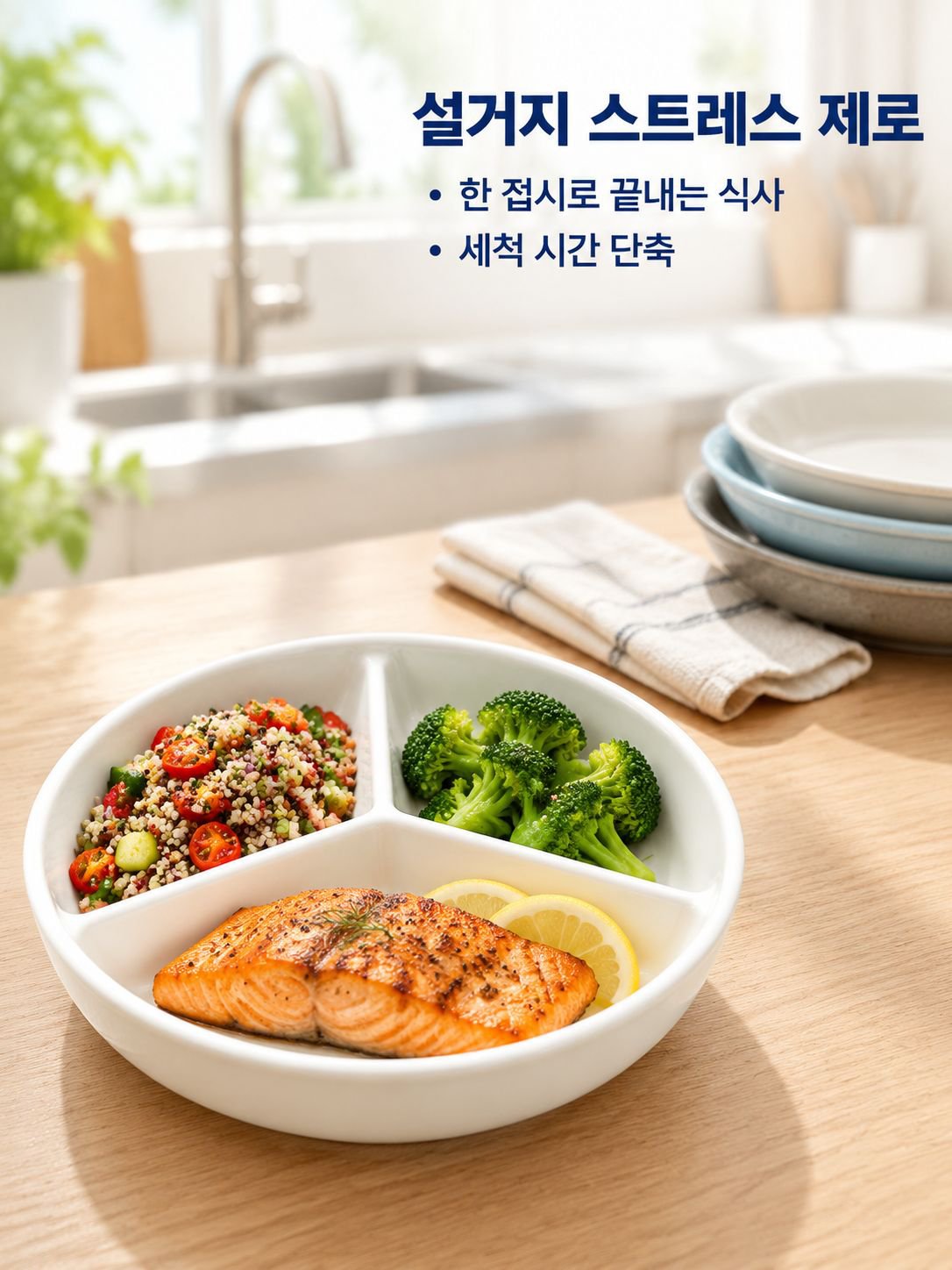 가정용 심플 삼분할 도자기 밥접시 찜접시