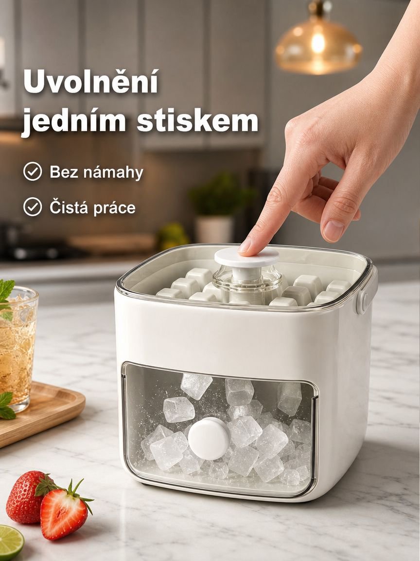 Přenosná silikonová forma na led s tlačítkem