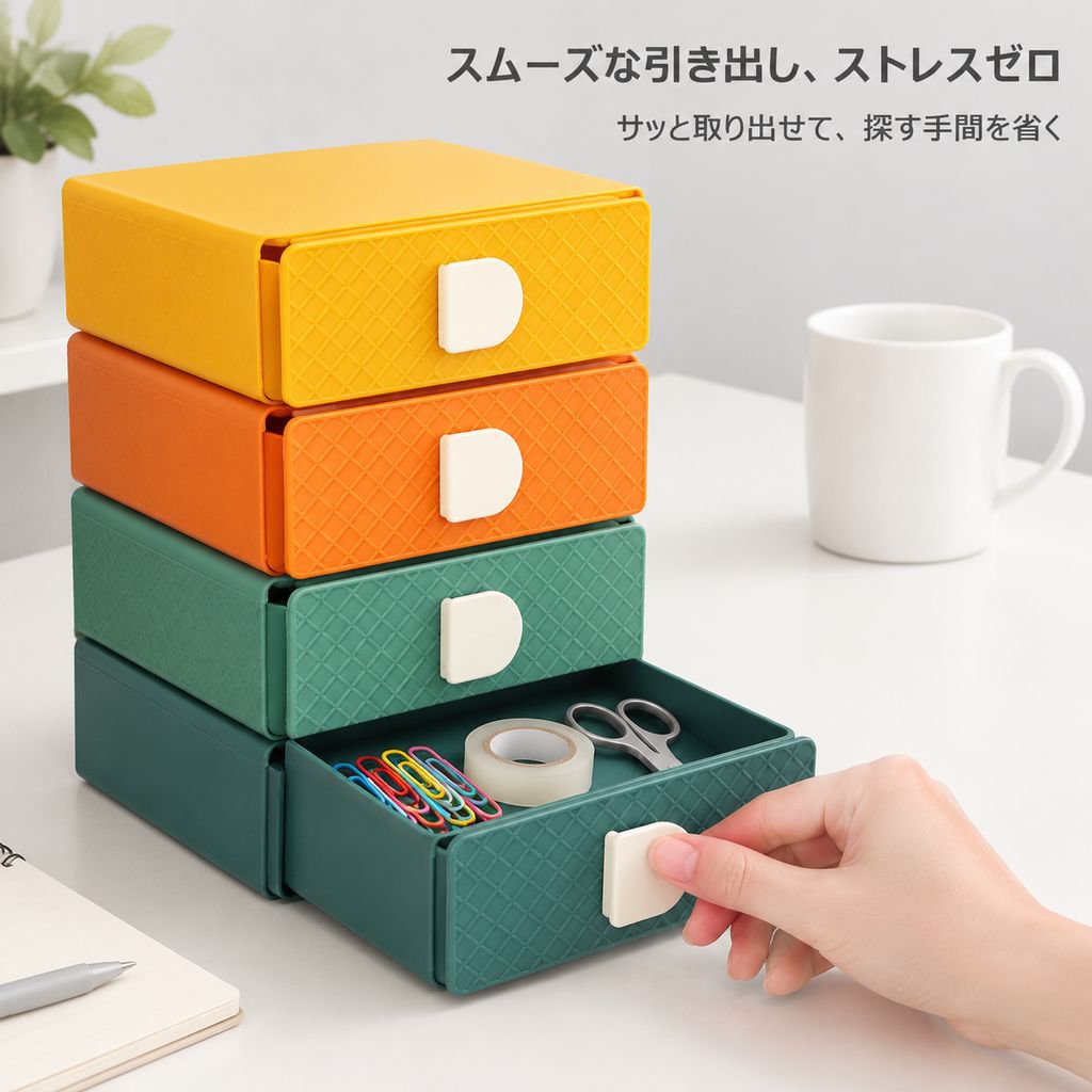 デスク引き出し式収納ボックス寮卓上収納ボックス
