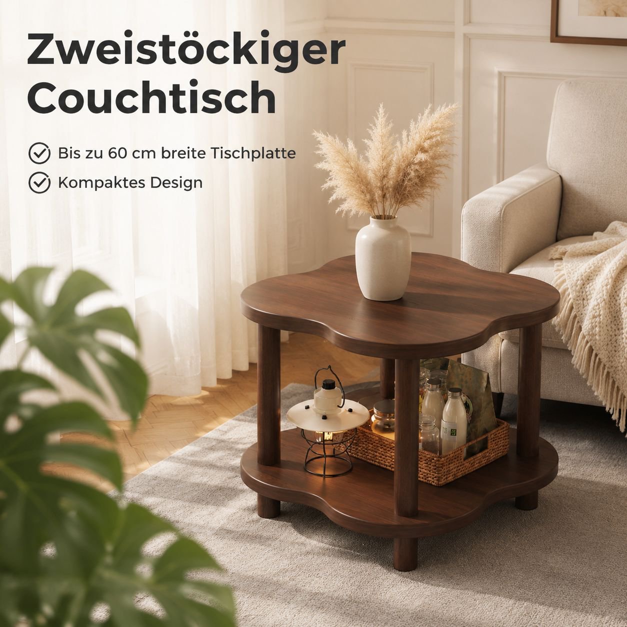 Kleiner Couchtisch/Quadratischer Wohnzimmertisch