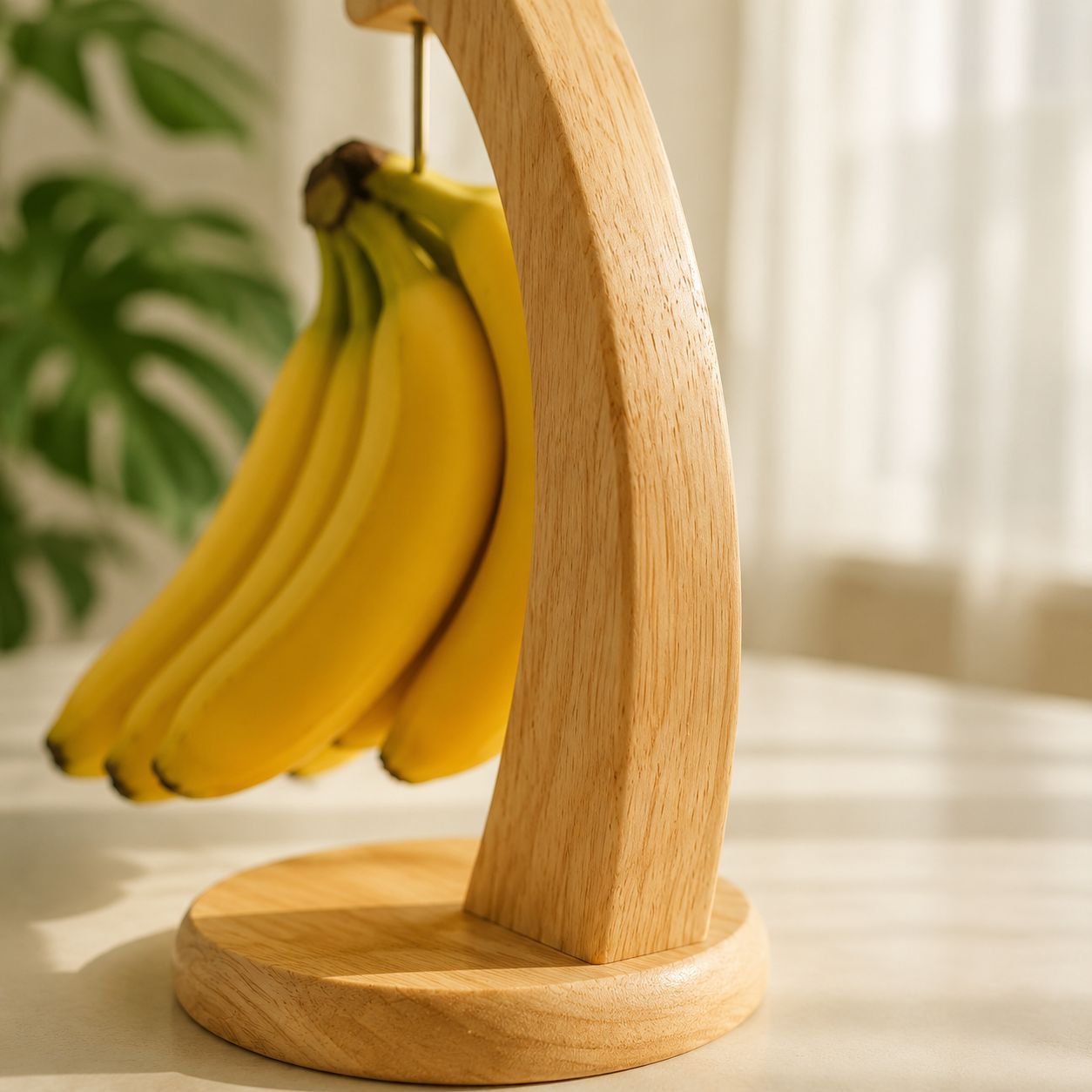 Banana hanger and fruit holder made of natural wood