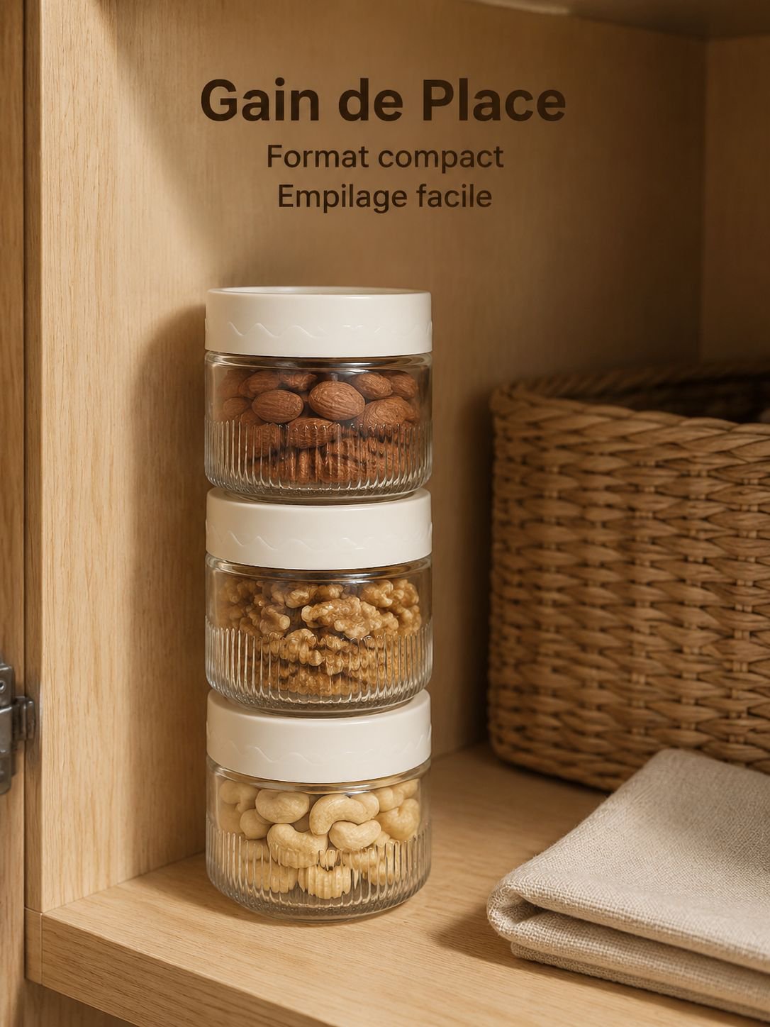 Bocaux empilables pour céréales et épices