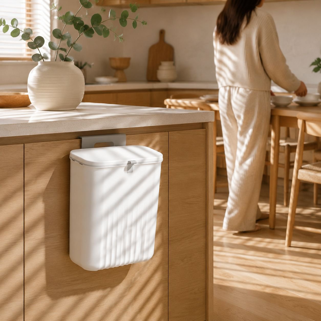 Convenient sliding lid waste bin for organized homes