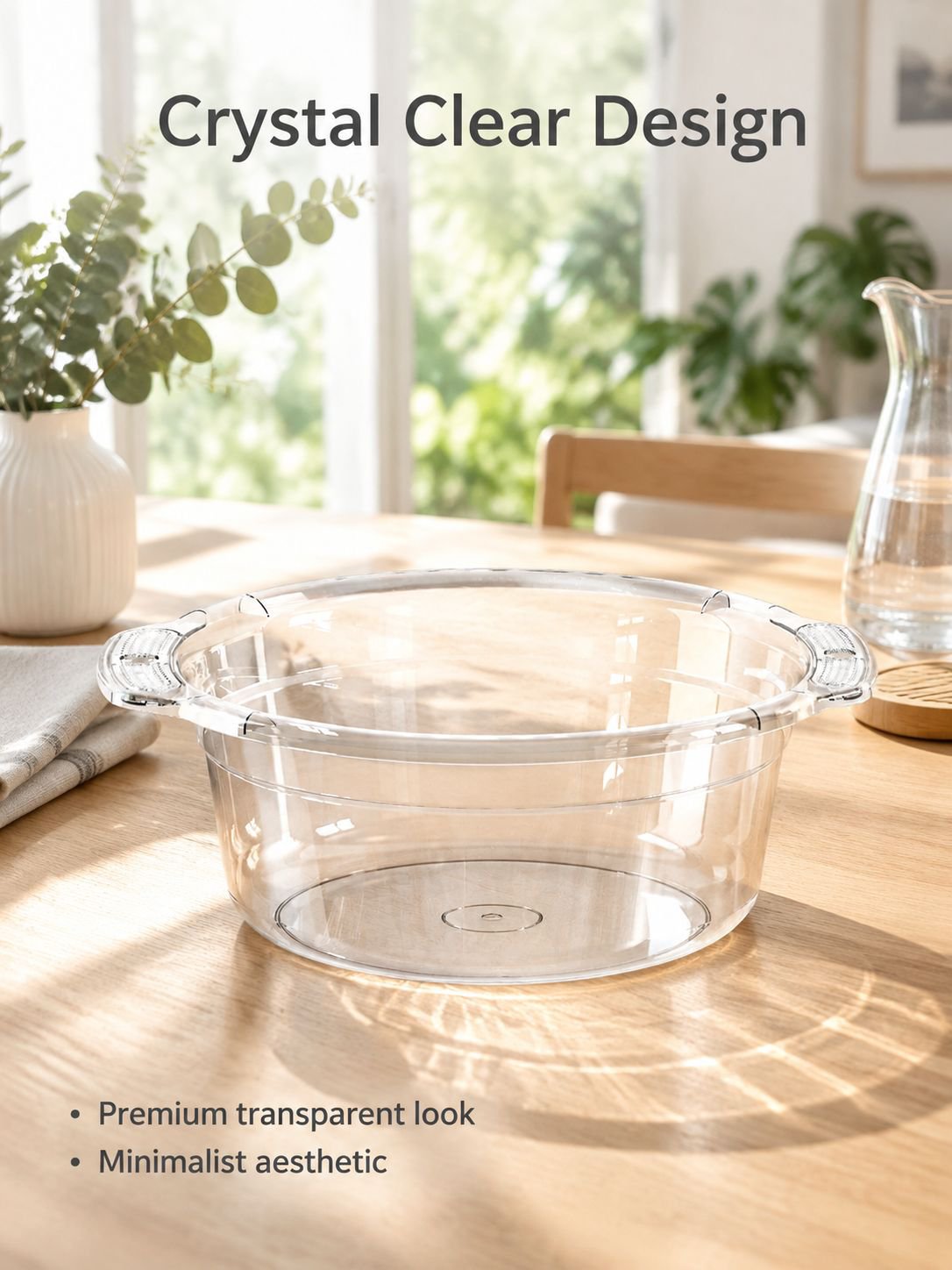 Thickened transparent wash basin with durable clear plastic design