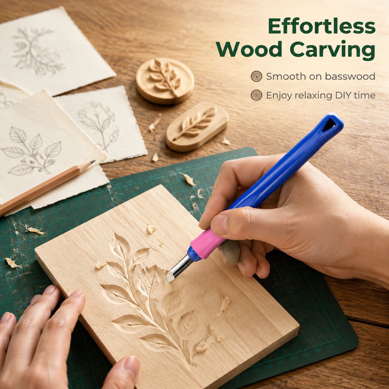 Multifunctional Hand Carving Knife Set for Wood and Rubber Stamp 5 Pieces