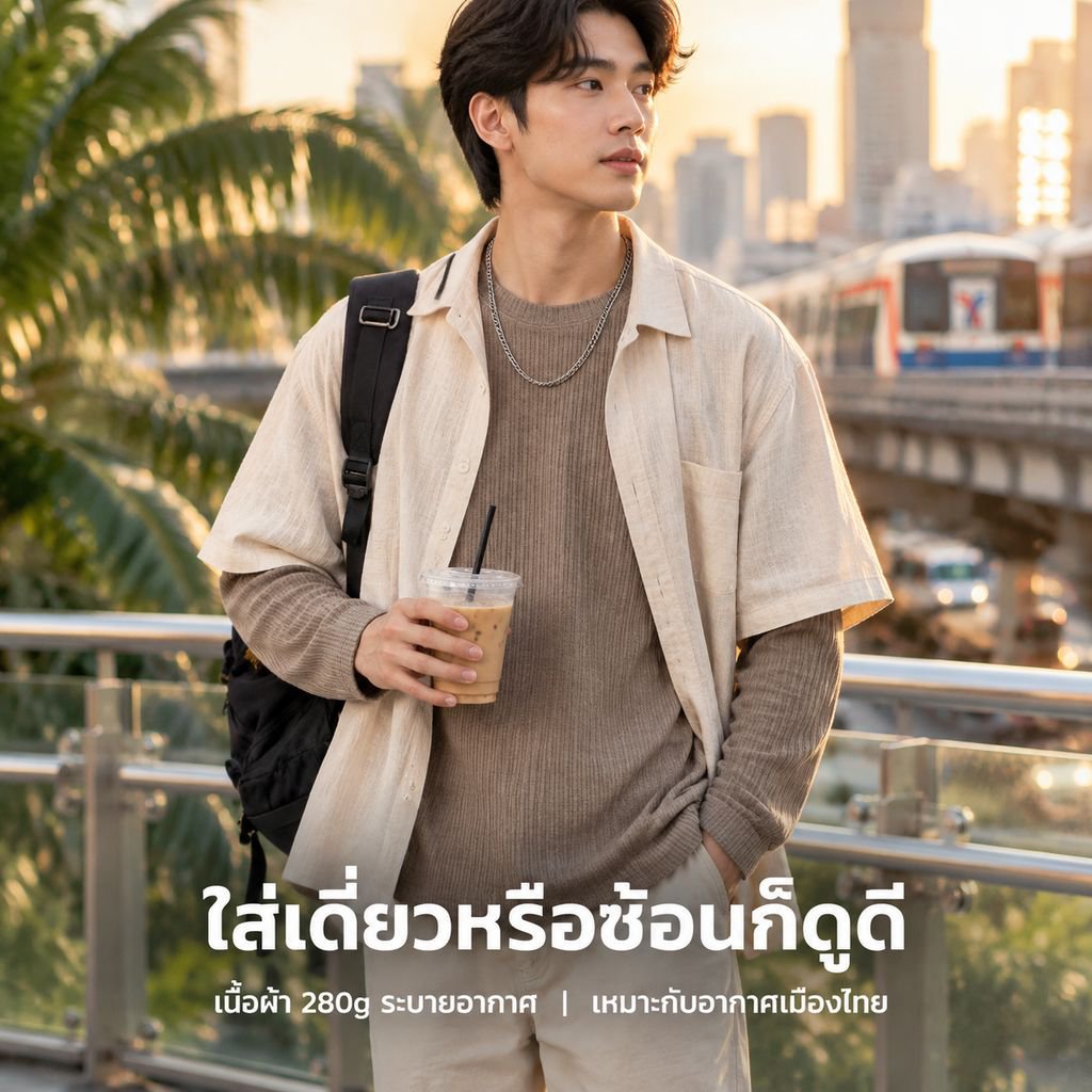 เสื้อยืดแขนยาวลายทางแนวตั้งสไตล์ญี่ปุ่นสำหรับผู้ชาย ใส่ได้ทั้งฤดูใบไม้ผลิและใบไม้ร่วง