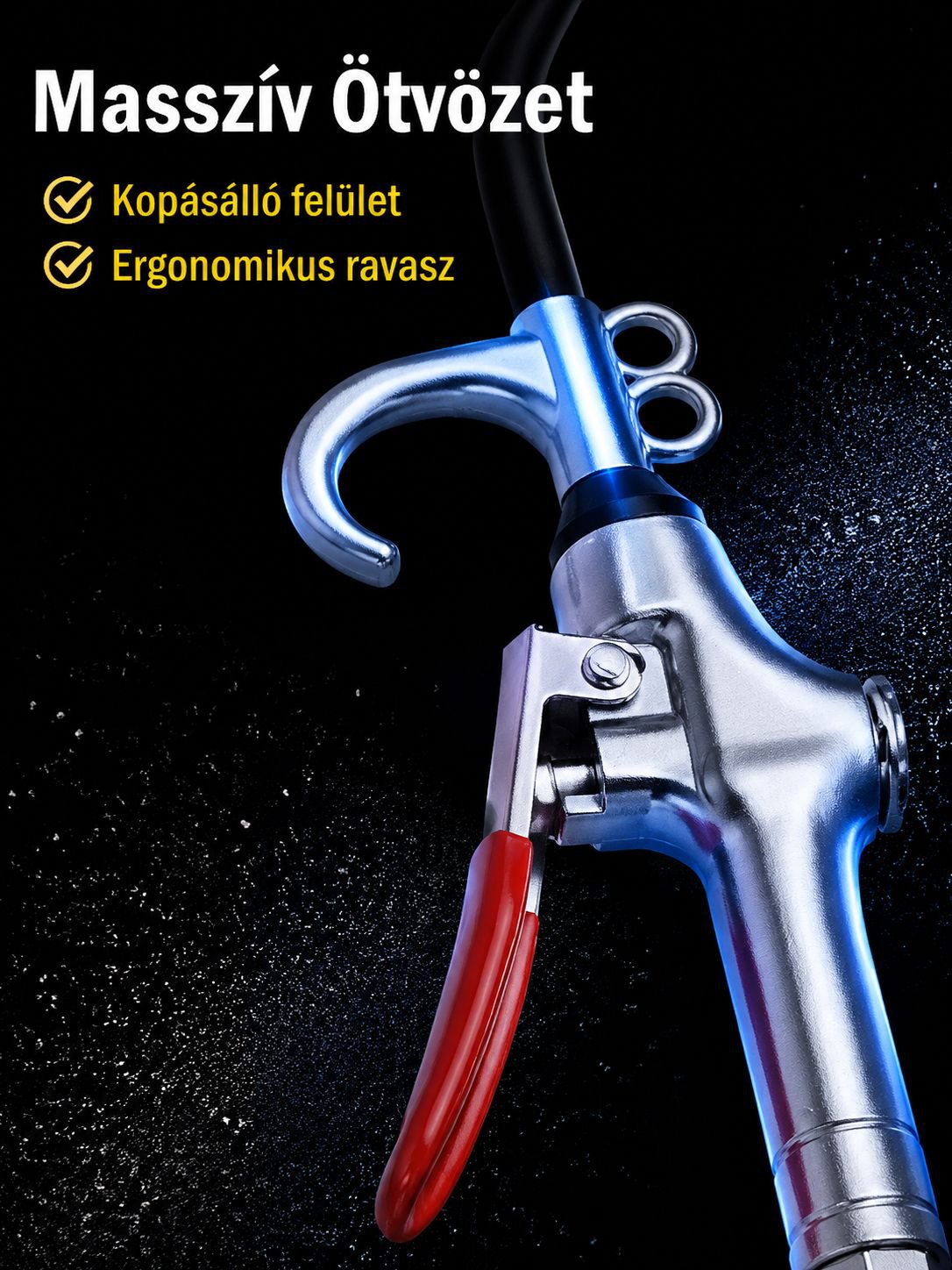 Erős nagynyomású pneumatikus portisztító pisztoly közelről