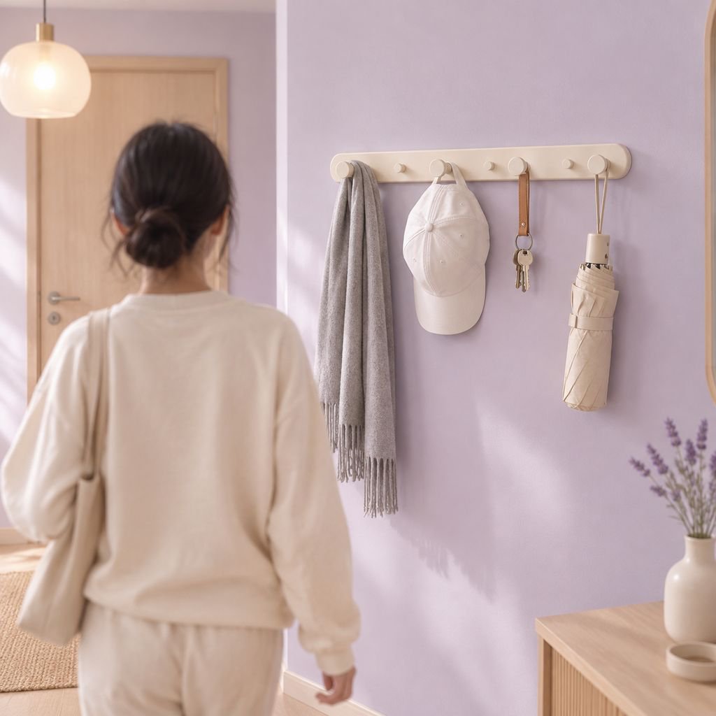 깔끔한 인테리어에 어울리는 크림 벽걸이 후크
