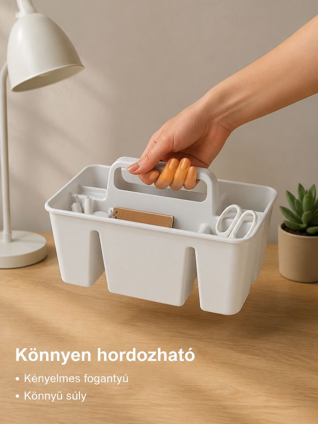 Hordozható asztali tárolókosár