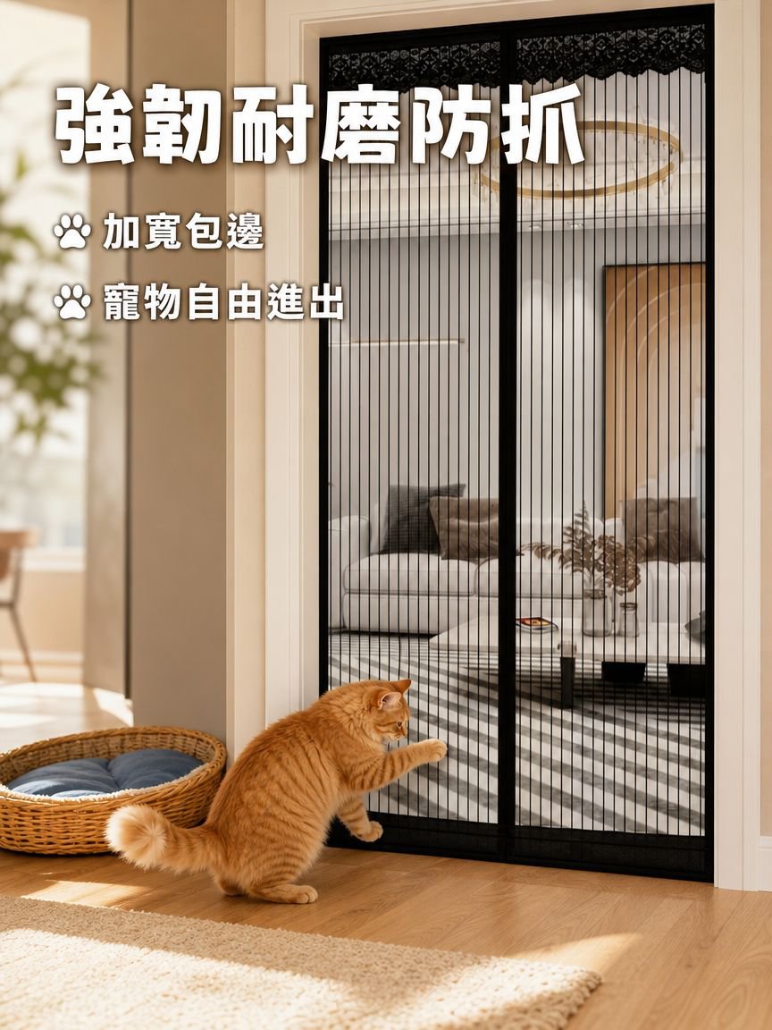 免打孔磁吸式防蚊蟲門簾