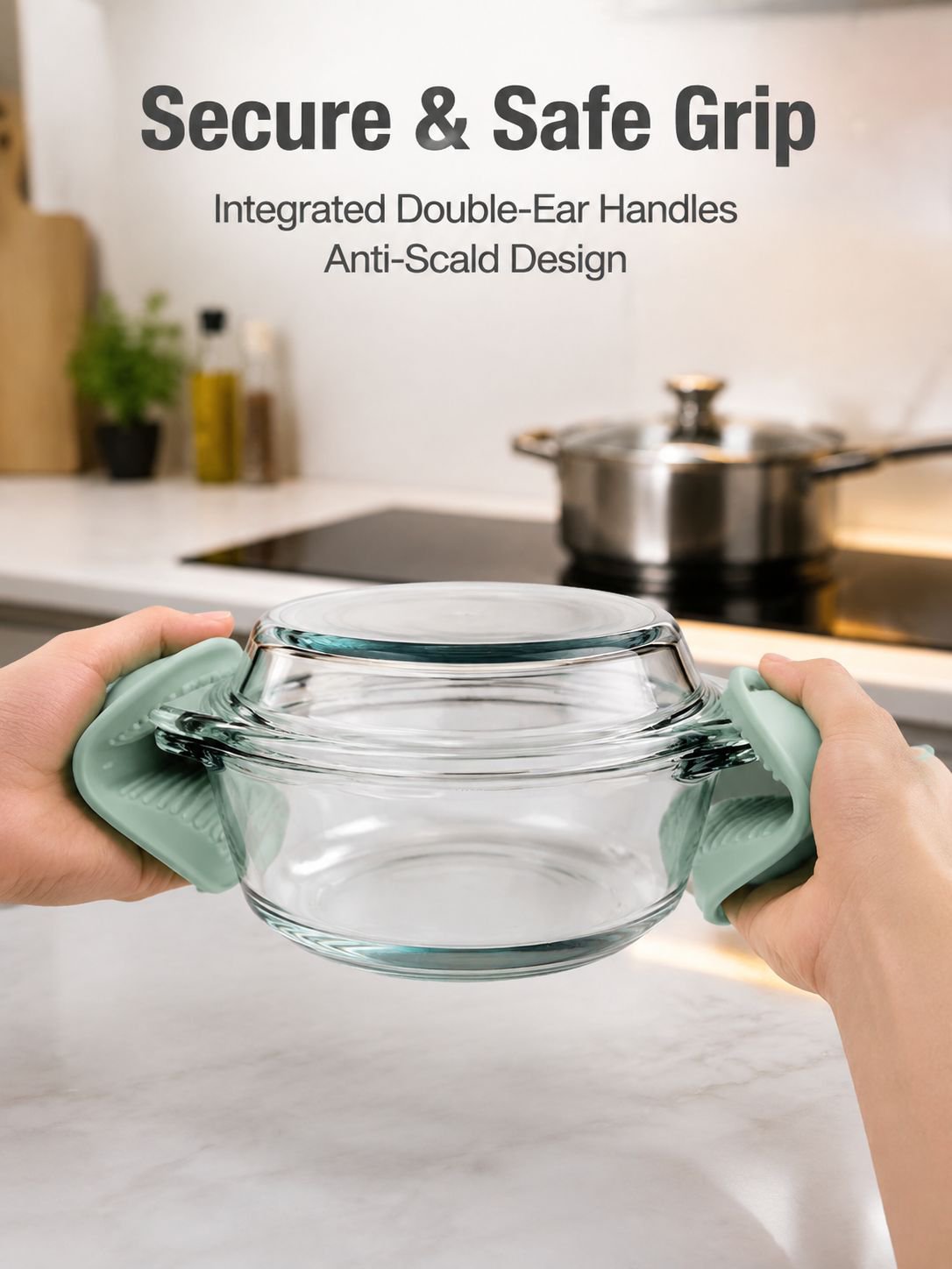Heat-resistant glass egg bowl with lid