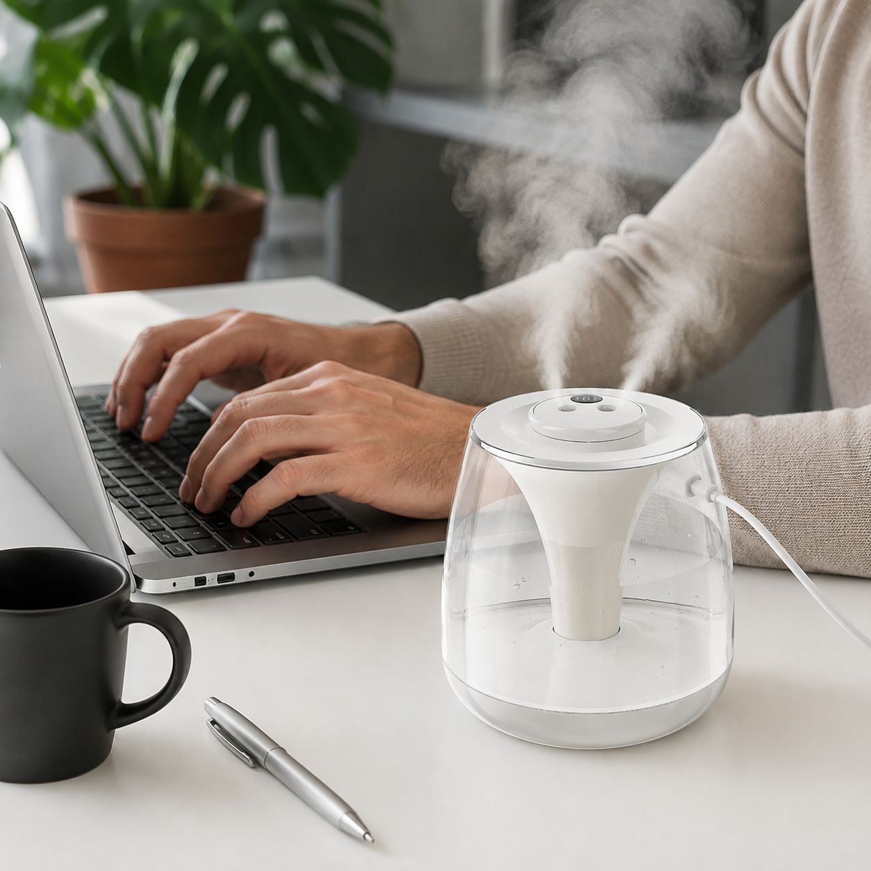 Humidificador de doble pulverización de gran niebla para interiores, pequeño y portátil con USB