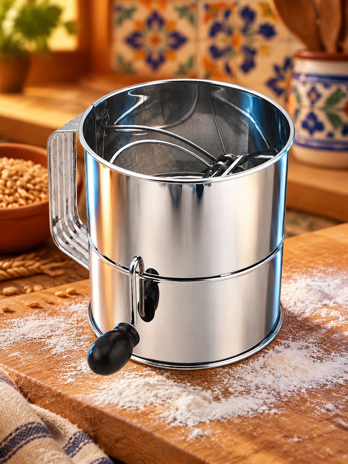 Tamizador de harina eficiente ideal para panadería y repostería.
