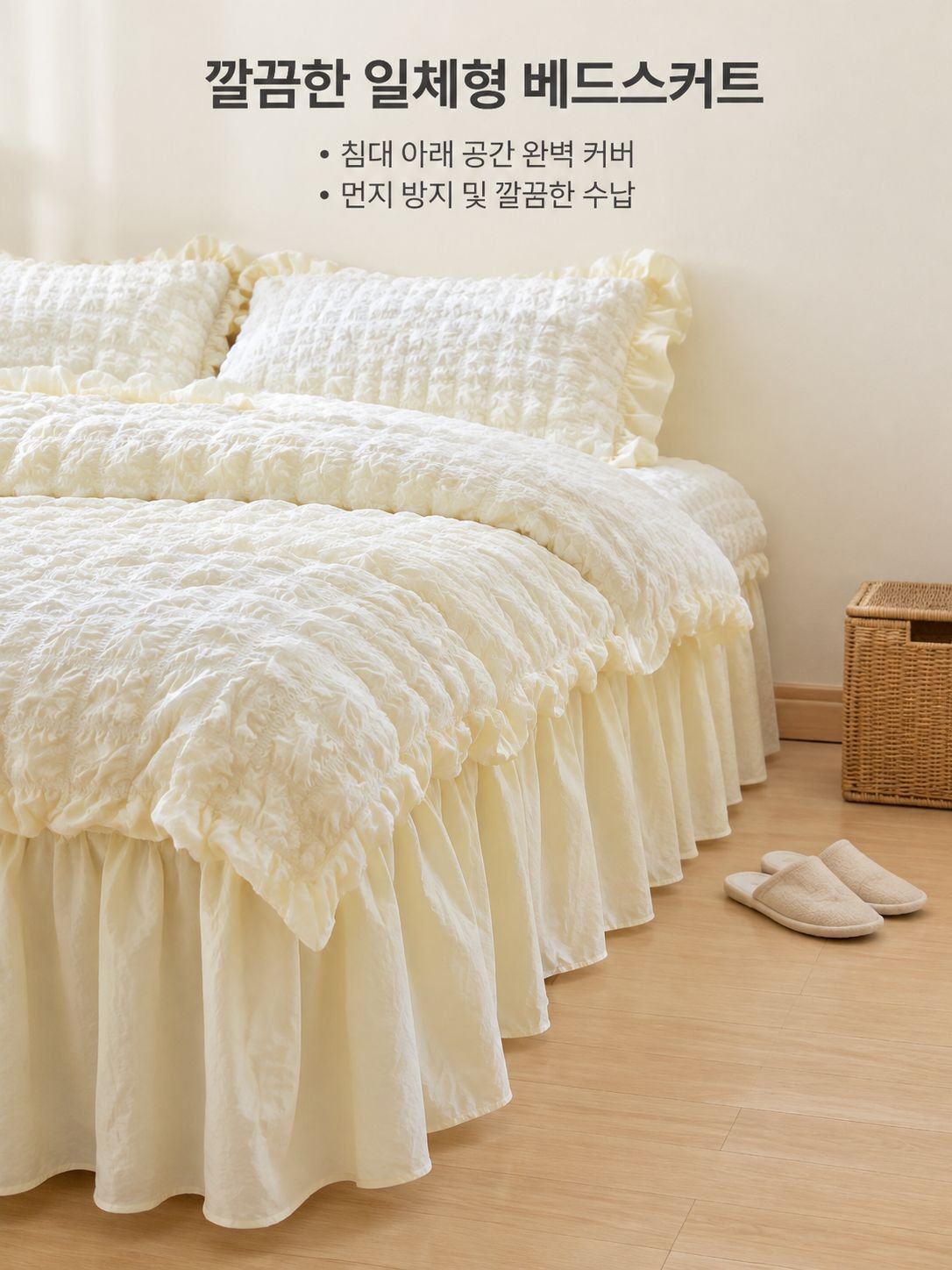 산뜻한 워싱면 버블거즈 침대스커트 4종 세트