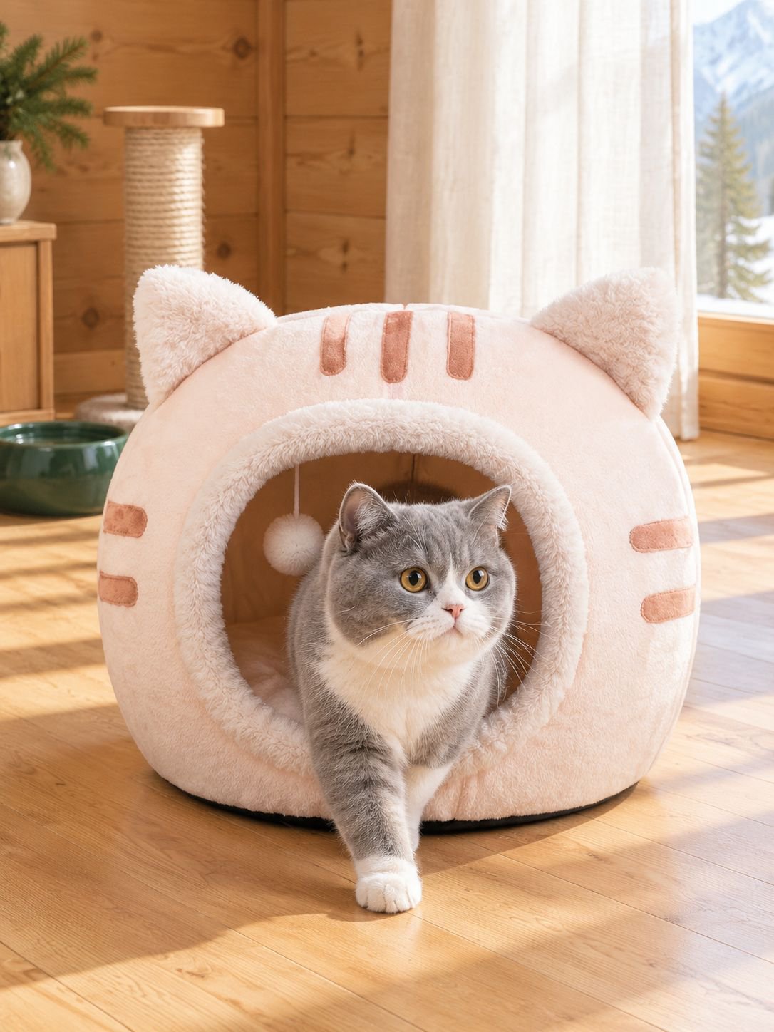 Gemütliche Katzenhöhle als halboffener Schlafplatz für Katzen
