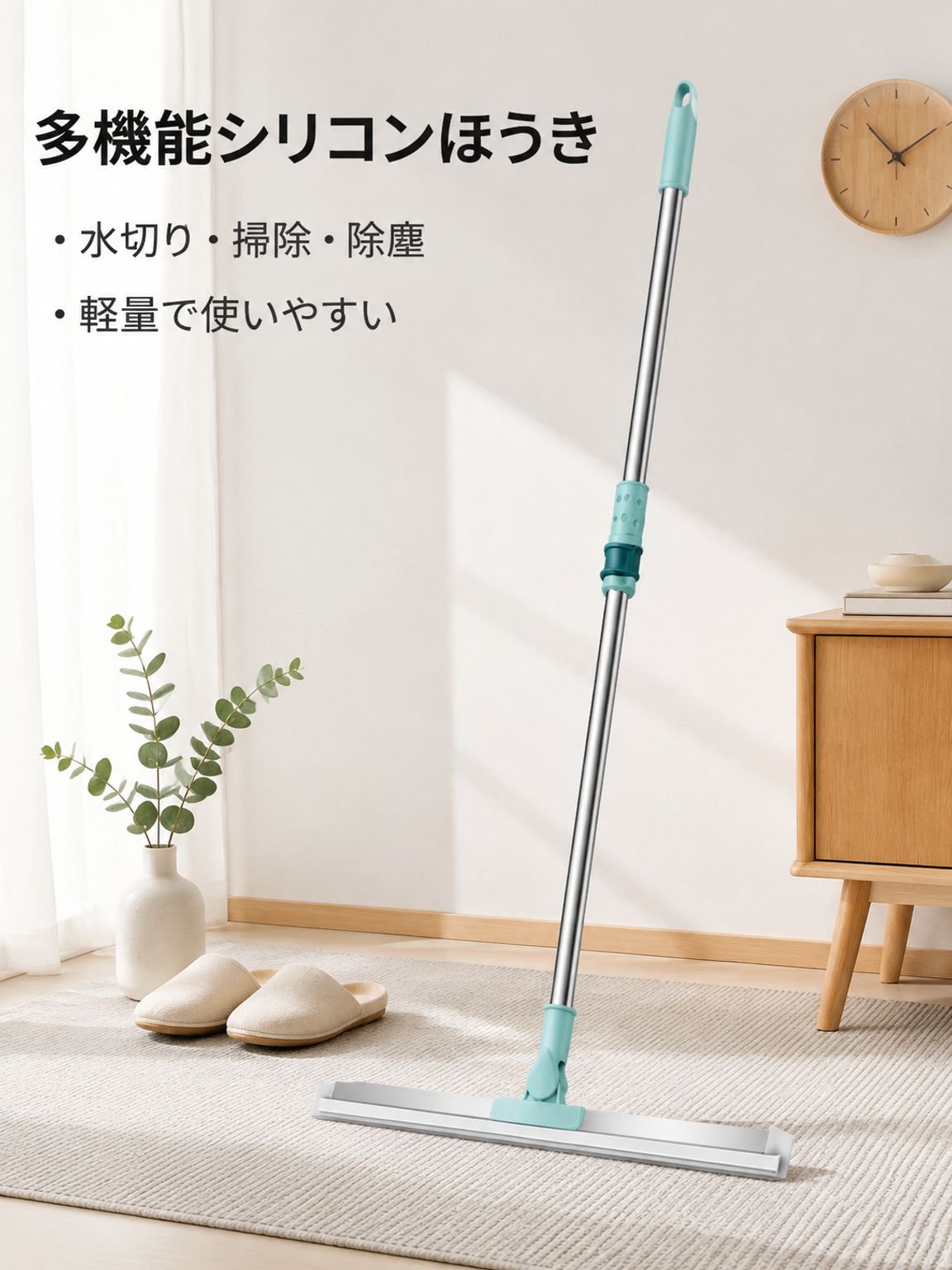家庭用モップ、オールインワン掃除魔法のほうき、伸縮式シリコン製床スクレーパー。キッチンや浴室の掃除に最適です。