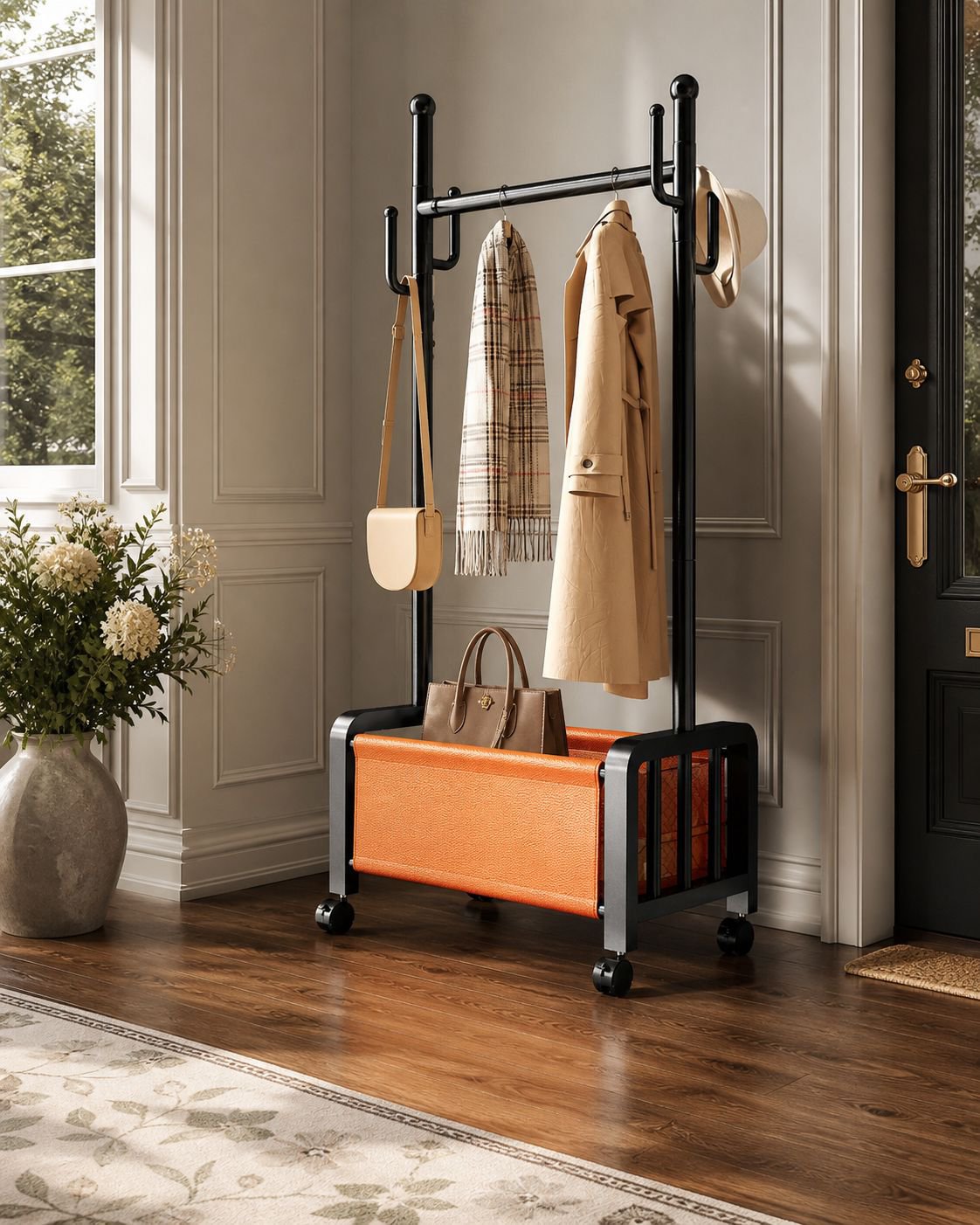 Multi-functional Luxury Floor Coat Rack, Portable Indoor Drying Rack