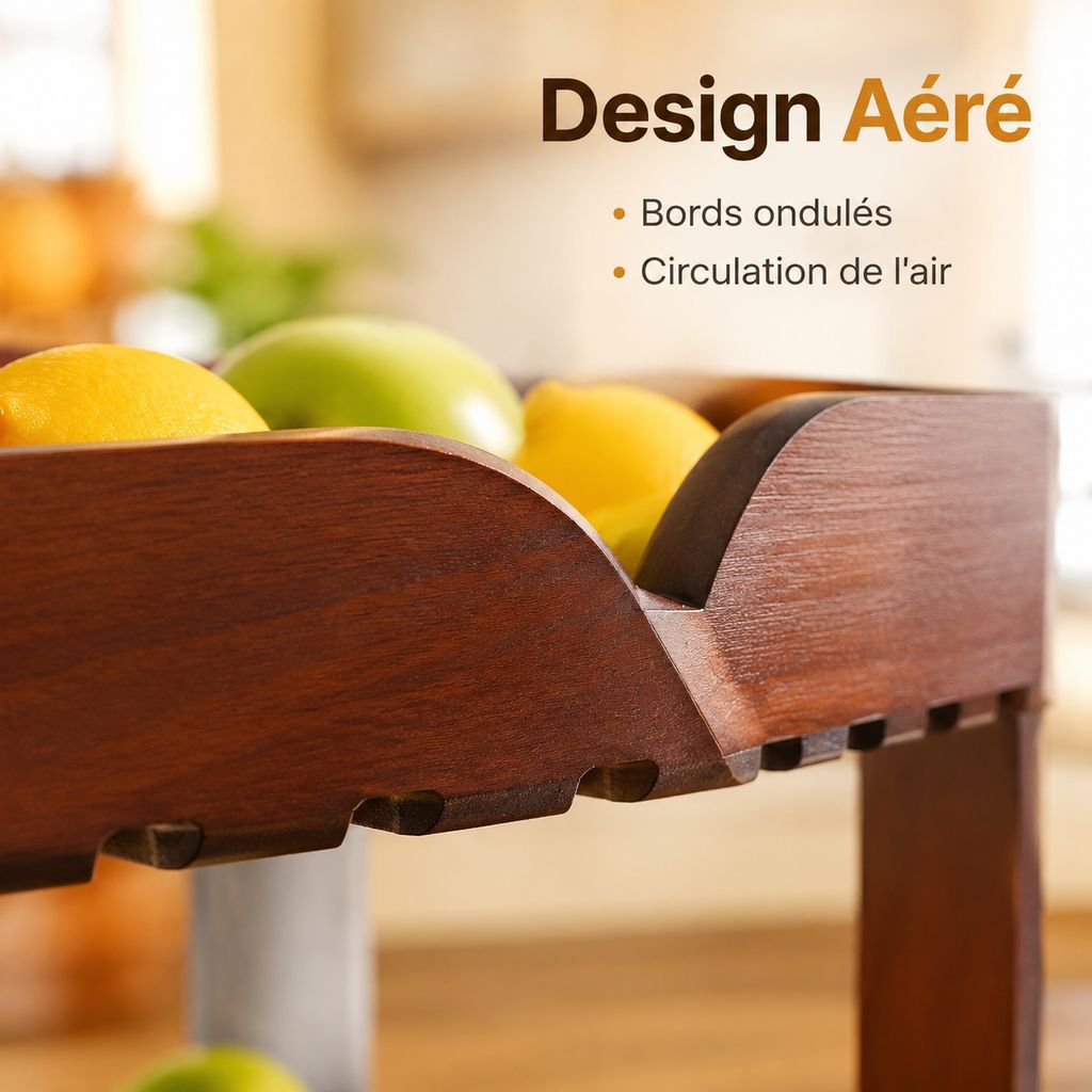 Étagère d’angle à deux niveaux pour fruits et légumes