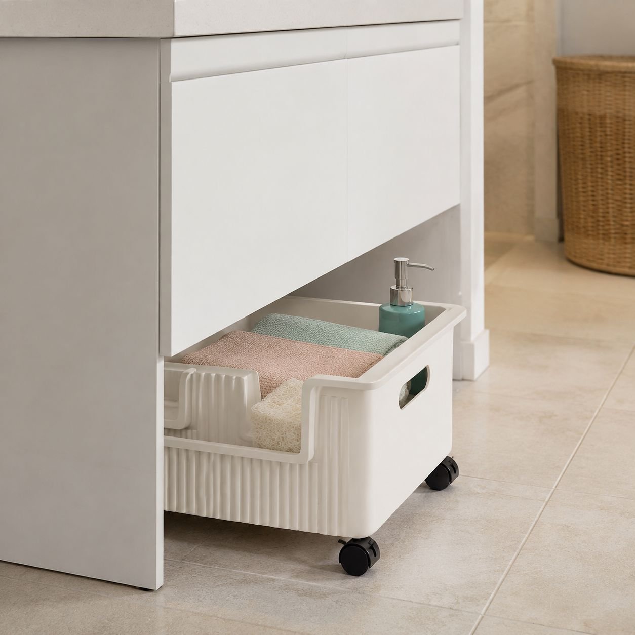 Bathroom storage rack for laundry essentials