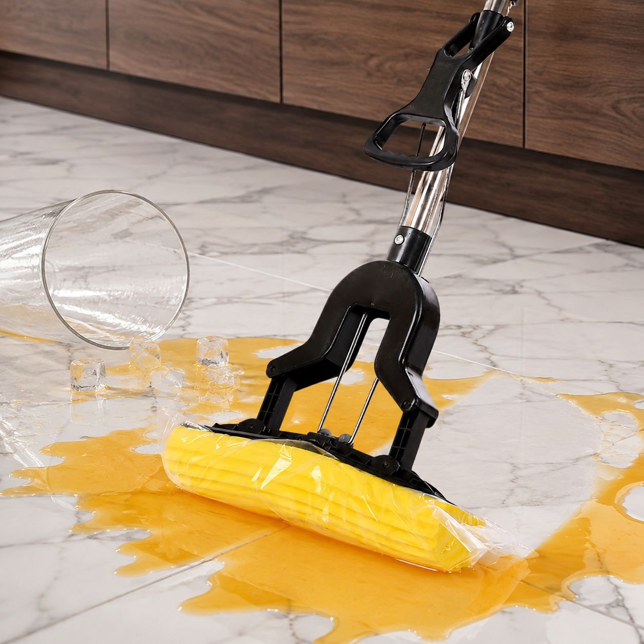 Collapsible Sponge Mop with Extendable Stainless Steel Handle