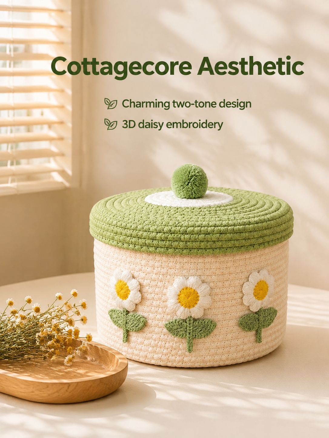 Lidded Cotton Woven Storage Basket