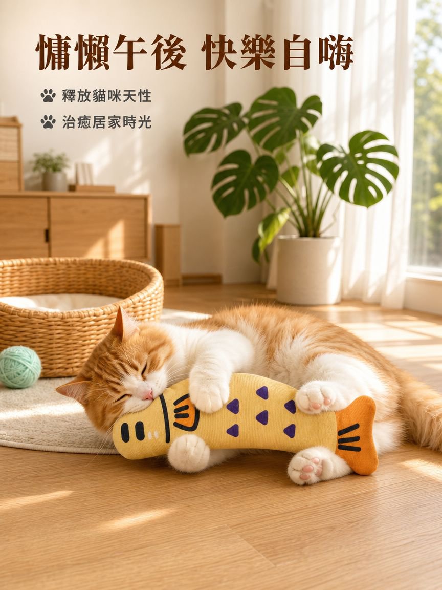 寵物玩具猫薄荷猫咪逗猫麻布魚自嗨解悶趣味