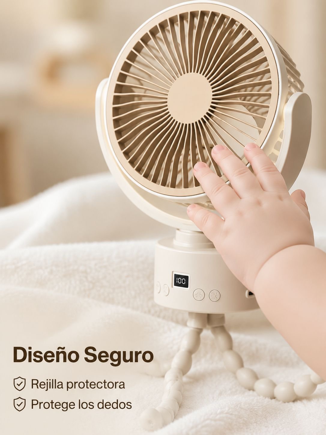 Ventilador portátil tipo pulpo para bebé, silencioso, de escritorio, recargable por USB