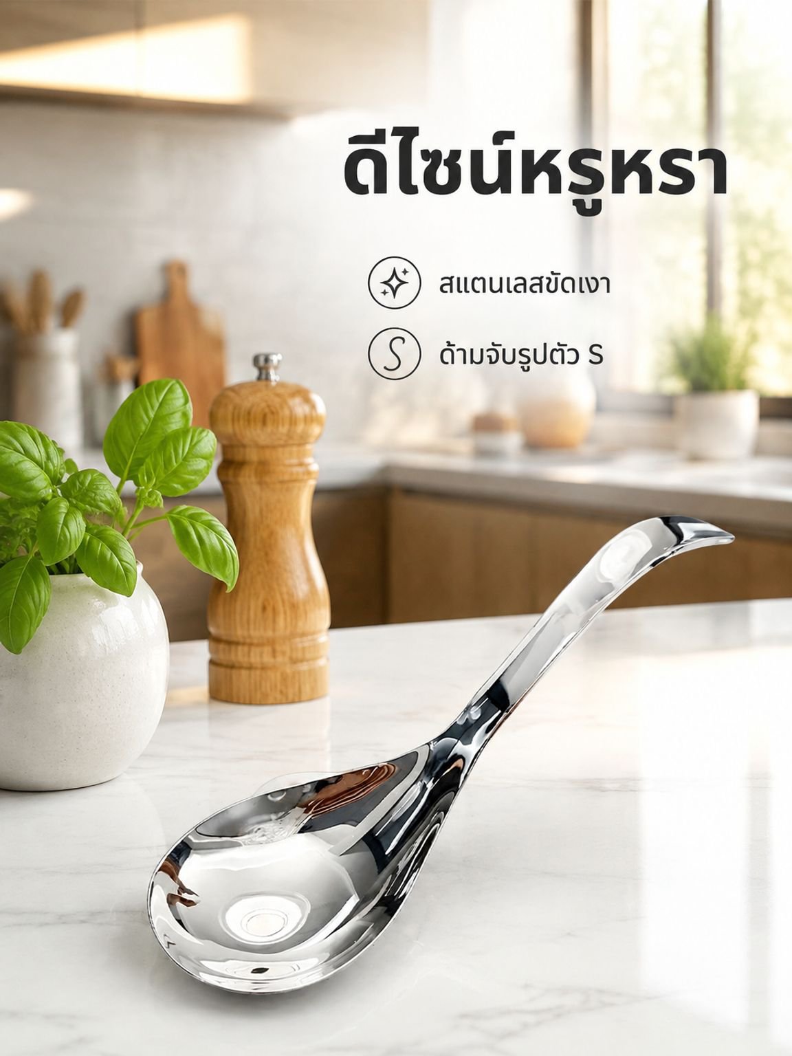 ทัพพีขนาดใหญ่สำหรับซุปและโจ๊ก