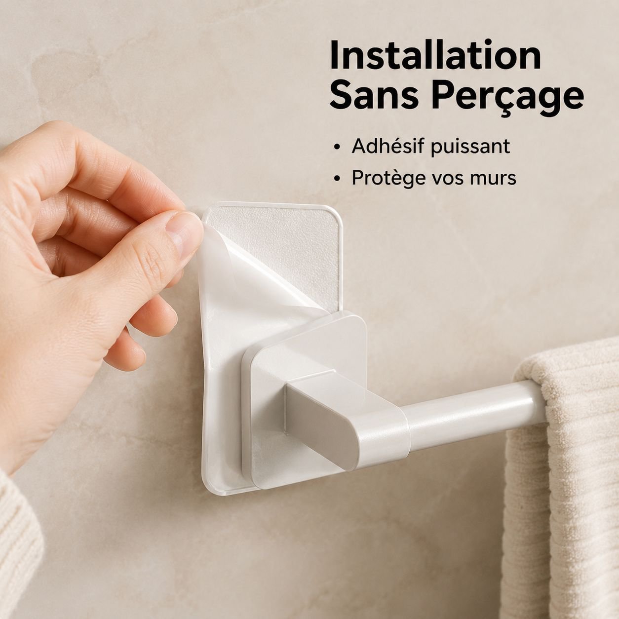 Porte-serviettes mural (sans perçage)